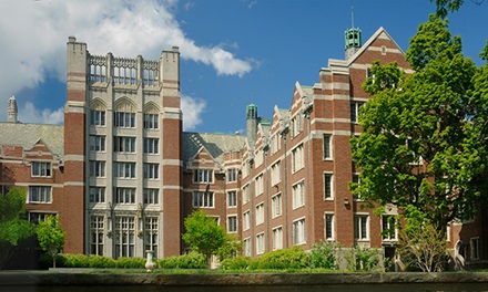 An image of a campus building in the summer