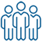 A group of three people icon